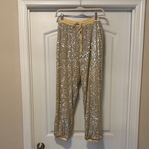 Gold Sequin Jogger Pants